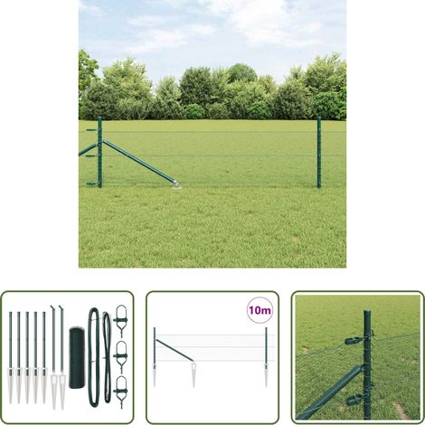 Außenzaun - Zaunpfosten Grün 10 x 0,5 m (13 mm Netz) Stahl und PVC (1/5)
