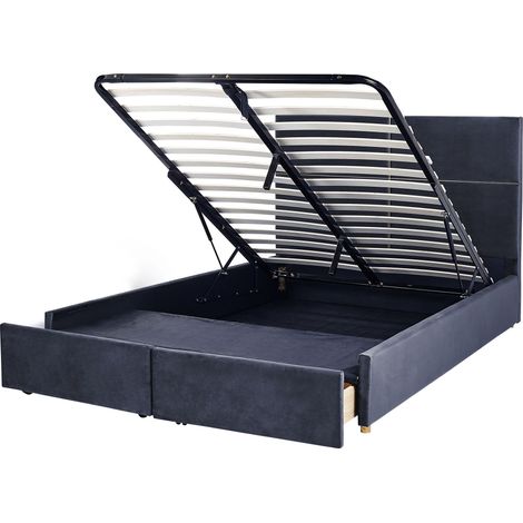Ottoman Bed Velvet VERNOYES 160 x 200 cm (EU King Size) Black (1/5)