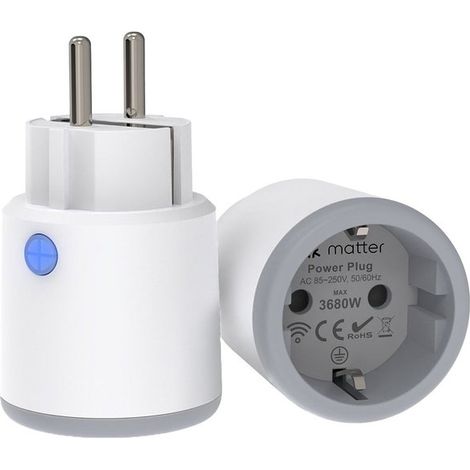 Presa Smart MATTER WiFi Presa Schuko Spina EU 220V 16A Timer Monitoraggio Consumo Compatibile Con Alexa Google Home MU0016