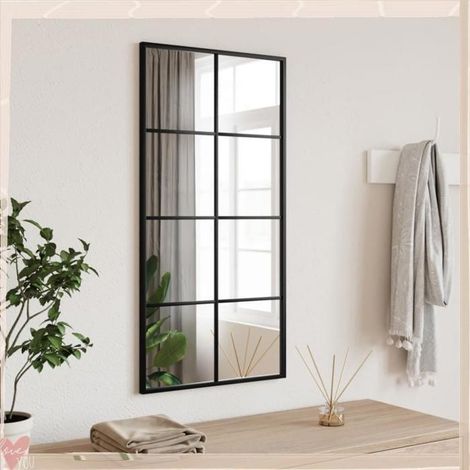 358644 Miroir mural noir 40x80 cm rectangulaire fer (1/5)