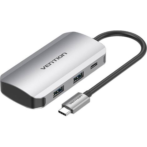 5in1 HUB USB-C Dockingstation in Grau kompatibel mit mehreren Systemen 100W