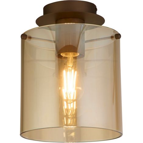 SWEDEN Plaf 1L métal Moka avec verre fumé ambré, E27 max 60w diamètre 22cm Haut 26cm (1/4)