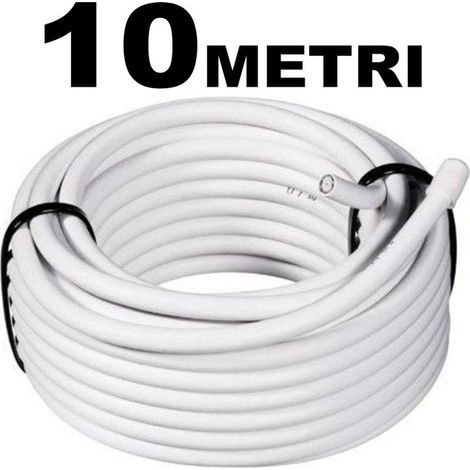 Câble D'extension 10mt Coaxial Antenne Tv Numérique Terrestre 75ohm Câblé Blanc (1/2)