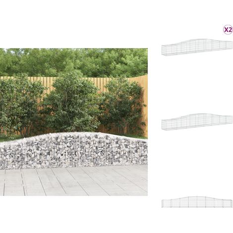 Paniers à gabions arqués 2 pcs 400x50x40/60 cm Fer galvanisé - Panier Gabion - Gabion - Clôture Gabion - Décoration Jardin - Mur Gabion (1/5)