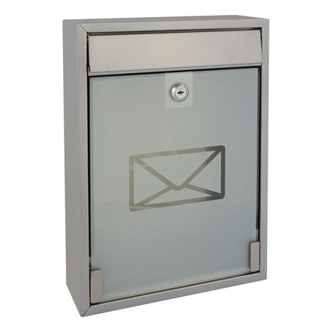 Perel Milan mailboxes Plata Buzón de correos para montaje en pared Vidrio, Acero