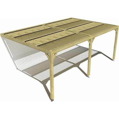 Pergola bois • 6m x 4m • adossée • sens largeur • lames orientables bioclimatiques incluses • livraison comprise (1/3)