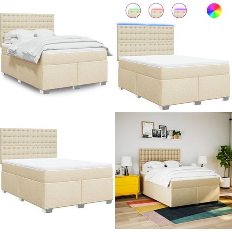 Sommier à lattes de lit avec matelas Crème 160x200 cm Tissu - Matelas à ressorts ensachés - Tissu de lit (1/5)