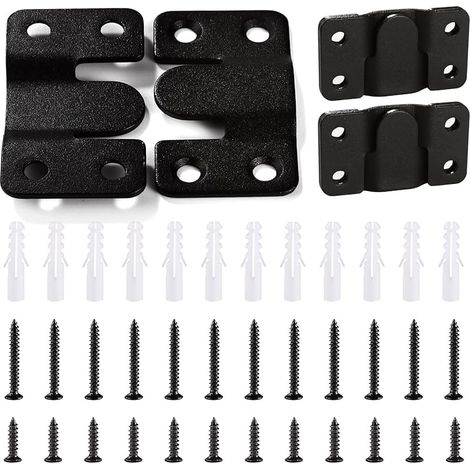 6 Pièces Supports de Montage Encastrés, Boucle Quincaillerie Murale en Acier Inoxydable, Supports Encastrés pour Cadre Photo, Mural Cintre Photo, avec 24 Vis, Noir 54 x 30 mm (1/5)