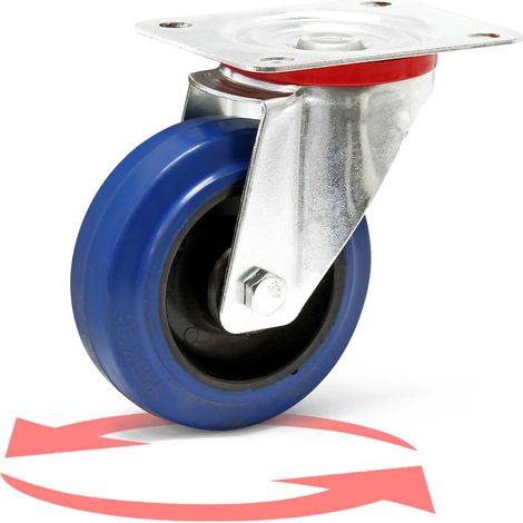 Wiltec Ruota piroettante senza freno 100mm max 150 kg con piastra di montaggio, per carrelli, mobili (1/5)