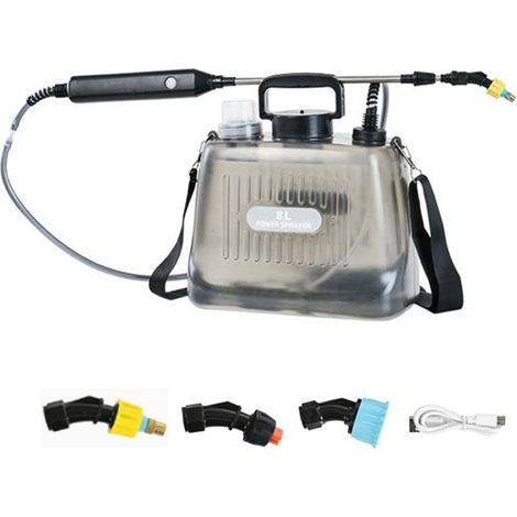 Spruzzatore portatile da 8 litri con 3 ugelli nebulizzatori Spruzzatore elettrico da giardino, disinfezione e irrigazione Design ergonomico leggero (1/5)