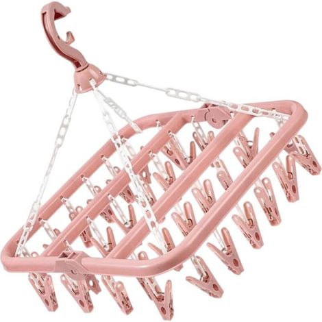 Hangage De Vêtements Capacité 32 Clips Multiples Espace Espace des Pliables Efficaces Rack Séchage pour Appartements Pliables Roses Airer La Maison