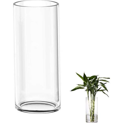 Vase À Fleurs en Verre Cylindrique Transparent, 35cm De Haut, pour Arrangement Floral et Décoration De Table, Bureau, Maison, Salon, Chambre, 35x12cm (1/5)