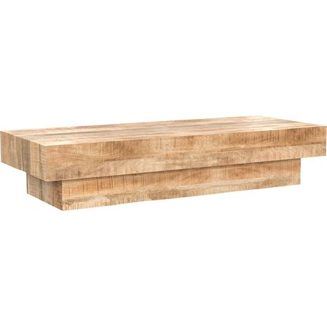 Rendez-Vous Déco – Table basse rectangulaire en bois de manguier massif – Dimensions L 150 x P 60 x H 30 cm – Épaisseur plateau 15 cm – Style industriel