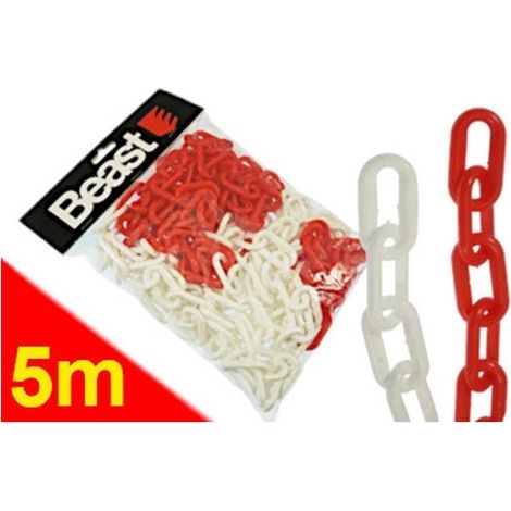 Chaîne d'Avertissement 5M - PVC Rouge/Blanc Signalisation - Beast