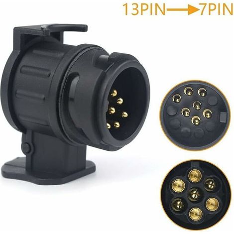 Tiroir adaptateur 13/7 remorque 13 broches vers connecteur 7 broches cabane de voiture pour tracteur, caravane, porte-vélo (1/5)