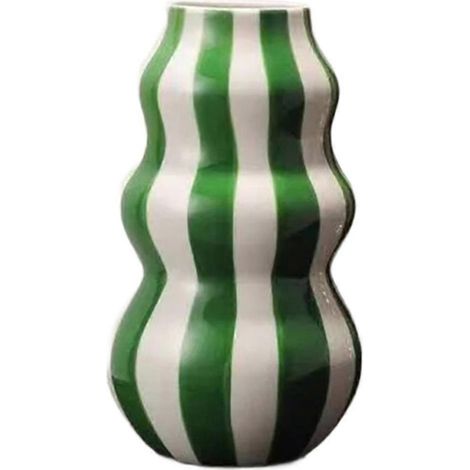 Vase rond en céramique peint, ornement pour salon, chambre, entrée, bureau, composition florale, décoration verte (1/5)