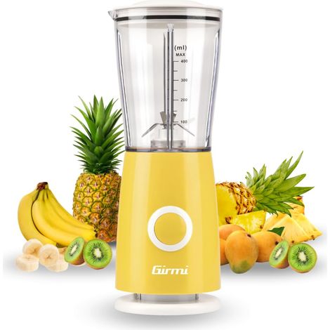 Mélangeur électrique, 170 W, 4 lames en acier inoxydable, 400 ml, verre gradué, jaune (1/5)
