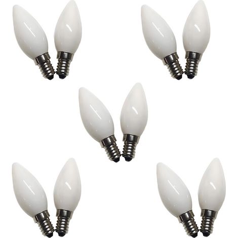 Lot de 10 ampoules LED à filament - Bougie -E12 - Chaude - 3500K,Blanc (1/3)
