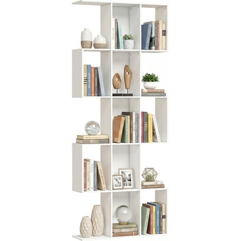 5-stöckiges, S-förmiges Bücherregal für Wohnzimmer, Schlafzimmer, Arbeitszimmer, Büro, 80 x 24 x 200 cm, Weiß