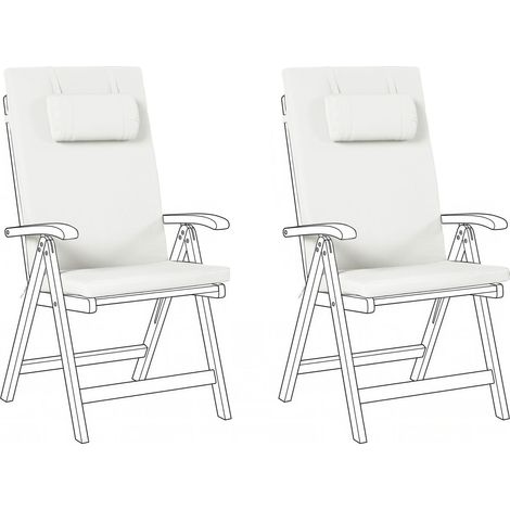 Set of 2 Garden Chair Cushions Off White Polyester Seat Backrest Pad Modern Design Outdoor Pad JAVA/AMANTEA PREMIUM