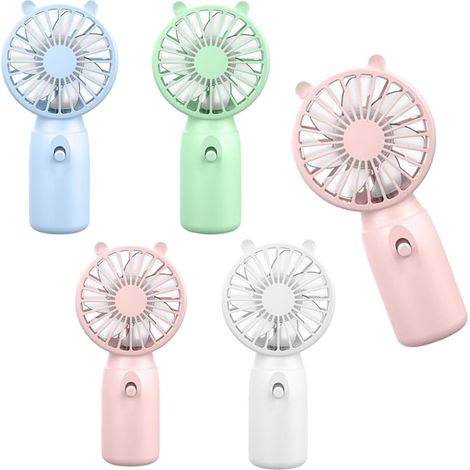 Lot de 4 mini ventilateurs personnels portables avec oreilles d'ours mignonnes, ventilateur de poche léger pour voyage, bureau, extérieur, trajet, maquillage 4 couleurs disponibles