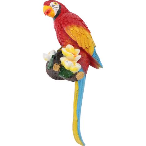 Sculpture de perroquet en résine, figurine d'oiseau demi-visage, sculpture suspendue pour mur, arbre, salon, balcon, jardin, rouge (1/5)