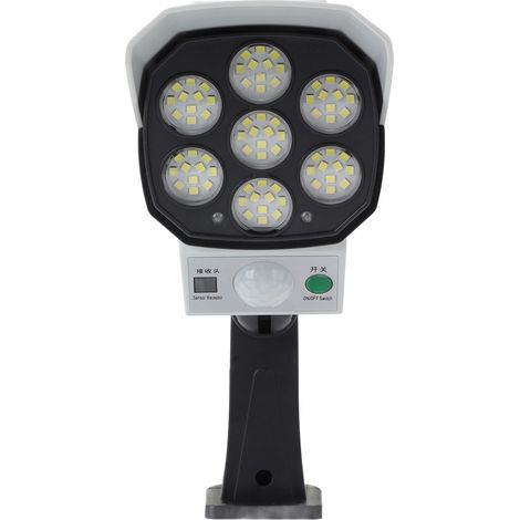 Hochsichere Solar-Bewegungsmelderleuchte, IP64 wasserdichte Attrappe einer Kamera, empfindlicher LED-Scheinwerfer mit Fernbedienung, für den Außenbereich. (1/5)