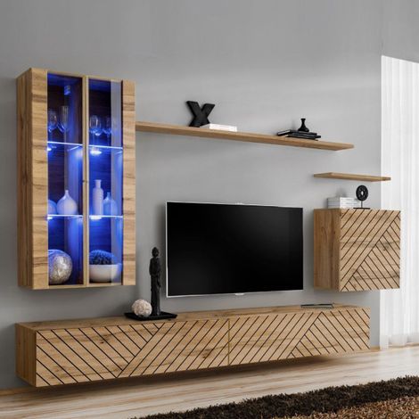 Ensemble Meuble TV "Switch Lamel XII" 270cm Naturel (1/5)