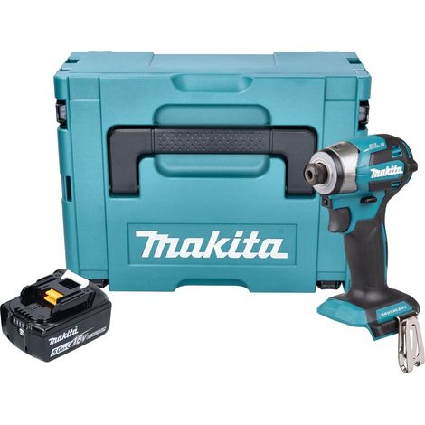 Llave de impacto sin cable Makita DTD 173 T1J 18 V 180 Nm 1/4" sin escobillas + 1x batería recargable 5,0 Ah + Makpac - sin cargador