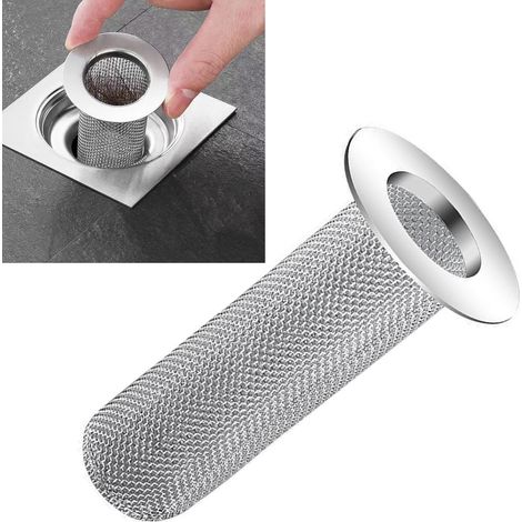 Crépine de lavabo profonde à mailles fines en acier inoxydable 304, filtre anti-cheveux pour bonde de sol, modèle long et petit (1/5)