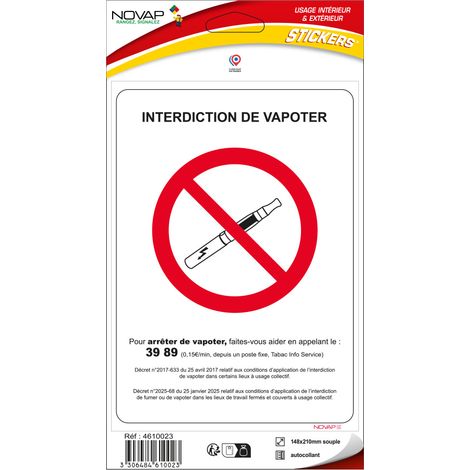 Panneau interdiction de Vapoter – Adhésif 148x210mm – 4610023 (1/2)