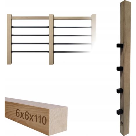 Poteau en bois - 6 x 6 x 110 cm - Chêne - Installation facile - Durable et esthétique