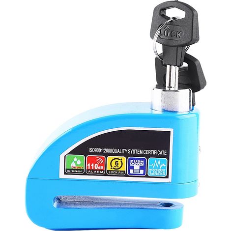 Frein à disque antivol moto scooter vélo avec système d'alarme de sécurité bleu (1/5)