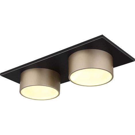 LED Deckenleuchte Wohnraumleuchte Metall anthrazit champagner 2-flammig L 46 cm