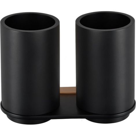 Porte-verre double GALLA en laiton noir et doré 17 x12,3 x7,9 cm (1/3)