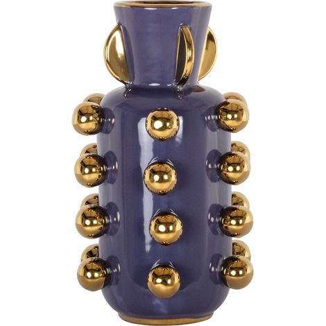 Vase décoratif violet accents dorés style contemporain - Violet intense et doré (1/4)