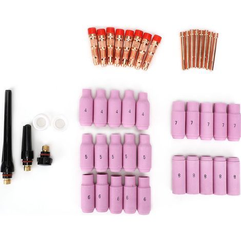 46 pièces accessoires pour chalumeau soudage WP-17/18/26, buses 0.040-1/8 pouce, kit complet torche (1/5)