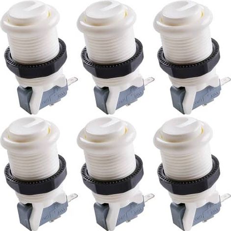 Boton americano arcade con microinterruptor (6 uds)  Blanco (1/4)