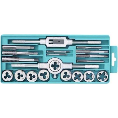 Tarauds et Filières, 20 Pcs M3-M12 Outils de Filetage, Coffret Tarauds et filières, Outil Pour Tarauder Métrique, Filetage Extracteurs de Vis en Acier, Clé Vis outils avec Étui de Rangement (1/3)