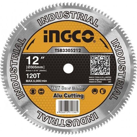 Disco Taglio Alluminio Ø 305 mm a 120 Denti INGCO per Sega Circolare da Banco (1/2)