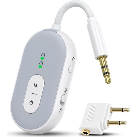 Adaptateur Bluetooth Avion 5.3, Emetteur Recepteur Bluetooth, Faible Latence, Double Connexion, 18H, Transmetteur Bluetooth, Adaptateur Jack Bluetooth de Casque pour TV, Haut-Parleur (1/5)