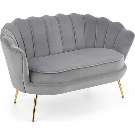 Canapé en velours gris avec pieds dorés en métal CAPRICA XL (1/5)