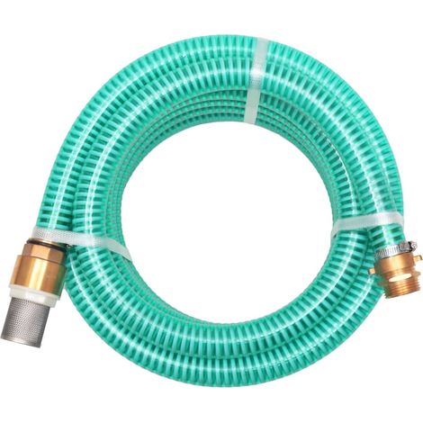 Tuyau d'aspiration avec raccords en laiton, 7 m, 25 mm, vert