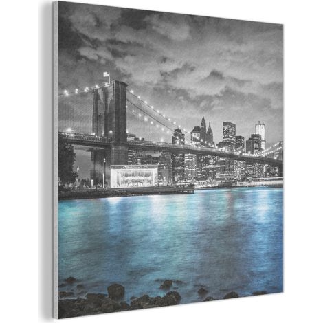 Acoustic Felt Wall Art New York - Skyline - City - Blue 90x90 cm