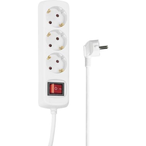 Multiprise 3 Prises Terre 16A 3680W Prise Multiple Rallonge Electrique 3m Bloc 3 Prises Type F Schuko Compatible France Securité Enfant Idéal Bureau PC luminaires Meuble TV Garage Blanc (1/2)