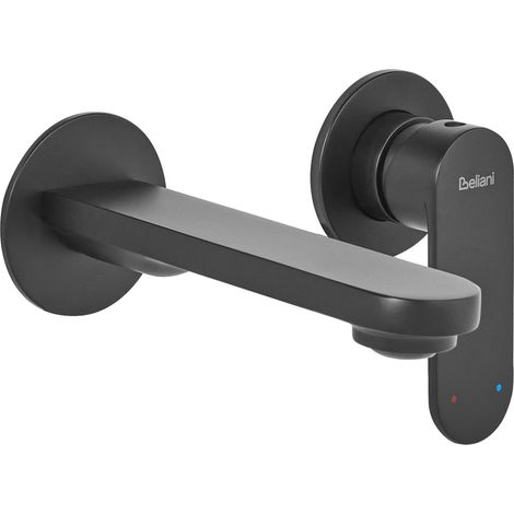 Wall Mounted Basin Mixer Tap GUATAVIA Brass Black