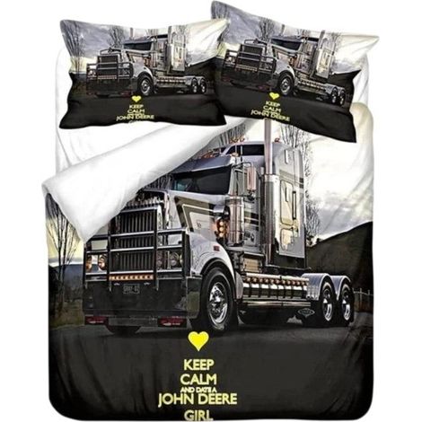 Housse de couette en microfibre 140x200cm avec fermeture éclair invisible, 2 taies d'oreiller, motif tracteur (1/4)
