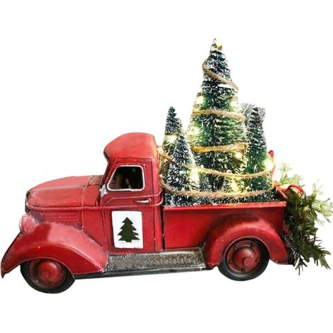 Decoration de voiture en resine, decoration d'arbre de noel, artisanat, ferme, camion rouge, bois, camion, pour maison (1/5)
