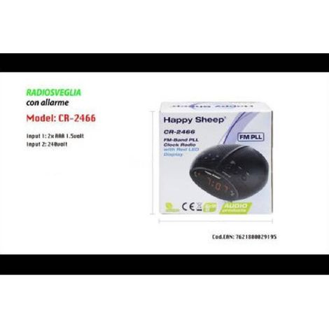 TrAdE Shop Traesio - Radiosveglia Con Allarme Radio Sveglia Fm Display A Led Rossi Cr-2466 Orologio -
