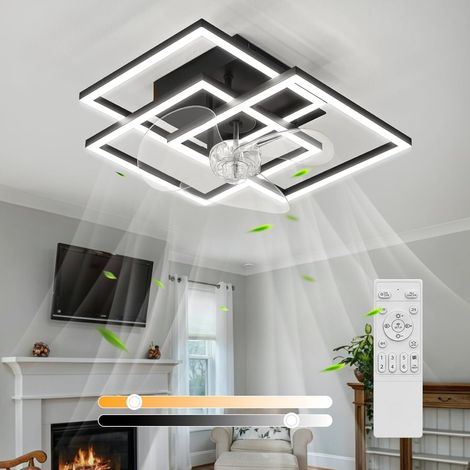LED Ceiling Fan with Silent Light Black Dimmable Ceiling Fan and Remote Control 3000K-6500K 6 Speeds Modern Ceiling Fans and Timer for Living Room Kitchen (1/5)